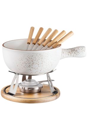 M&auml;ser Fondueset, Braun, Beige, Holz, Keramik, 10-teilig, Bambus, Kochgeschirr, Tischgrills & Fondues, Fondue-Sets