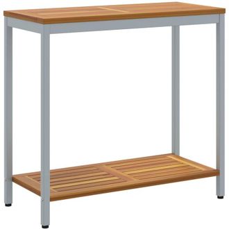 vidaXL Vidaxl - Outdoor Table with Storage Natural and grey 80 x 35 x 75 cm