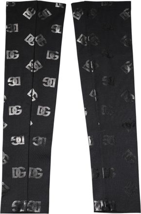 Dolce & Gabbana Black DG Logo Monogram Wool Stretch Arm Womens Sleeves