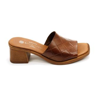 Eric Michael Womens Vicky Slip-On Leather Heels In Tan