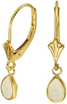 Allurez Pear Opal Bezel Drop Earrings in 14K Yellow Gold (0.44ct)