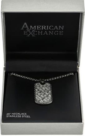 American Exchange Mens Siviglia Dog Tag Pendant Necklace in Gun/silver at Nordstrom Rack