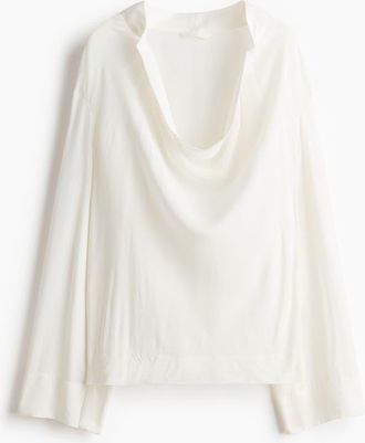 H&M Cowl-neck Blouse in White at Nordstrom, Size X-Small