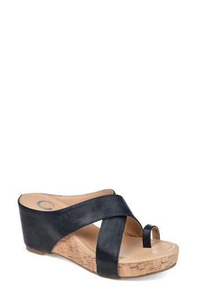 Journee Collection JOURNEE Rayna Wedge Sandal in Navy at Nordstrom Rack, Size 12