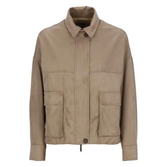 D.exterior Bomberjack van synthetisch leer met klepzakken - Dames - Jassen - Beige - Maat: XS Leer
