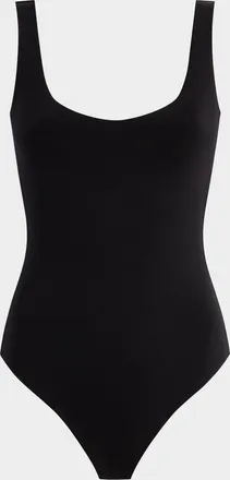 Commando Sleeveless Scoop-Neck Neoprene Thong Bodysuit
