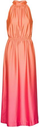 Karmamia Elegante Oranje/Roze Gradi&euml;nt Jurk - Dames - Maxi kleedjes - Veelkleurig - S/M - Polyester - Kleedjes