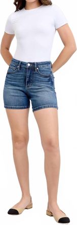 Judy Blue Tummy Control Mid Length Shorts In Blue