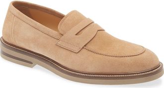Brunello Cucinelli Suede Penny Loafer in C7962 Light Brown at Nordstrom, Size 43.5