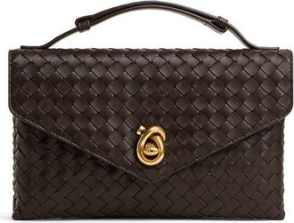 Bottega Veneta Knot Lock Intrecciato Leather Shoulder Bag in 2190 Fondant-M Brass at Nordstrom