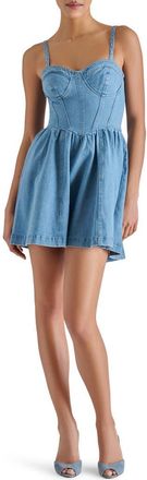 Steve Madden Rhoda Corset Denim Fit & Flare Minidress in Amalfi Wash at Nordstrom, Size 12