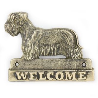 OEM Terrier Checo, Cesky Terrier: Placa De Bienvenida De Lat&oacute;n Con Un Perro, Placa De Bienvenida &Uacute;nica Con La Inscripci&oacute;n Welcome De Art-dog