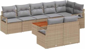 vidaXL Vidaxl - Conjunto De Sof&aacute; De Jard&iacute;n 9 Pcs Beige, Gris Claro