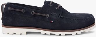 Tommy Hilfiger Mens Cleated Lightweight Suede Boat Shoe - Navy - US 11.5 / EU 45
