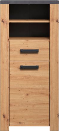WELLTIME Midischrank »Ambres« 1 Stk. tlg. Badschrank in matter Echtholzoptik - Masse (B/T/H) 53/35/118 cm