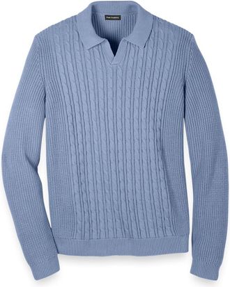 Paul Fredrick Cotton Cable V-neck Polo