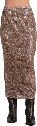 Elan Cheetah Sequin Skirt In Brown