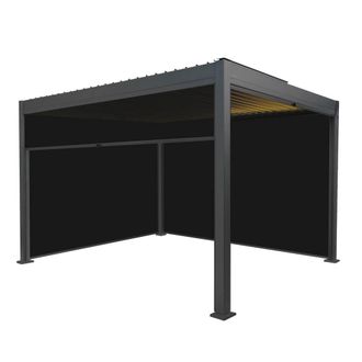 MonsterShop Aluminium Pergola With Anthracite Blinds & LED Lights - 3m x 4m in Grey