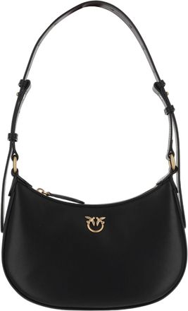 Pinko Black Simply Mini Love Half Moon Leather Shoulder Bag