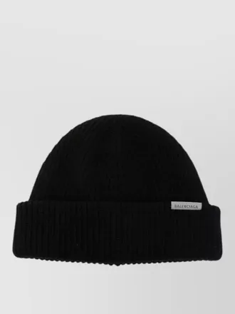 Balenciaga wool beanie ribbed texture turn up brim