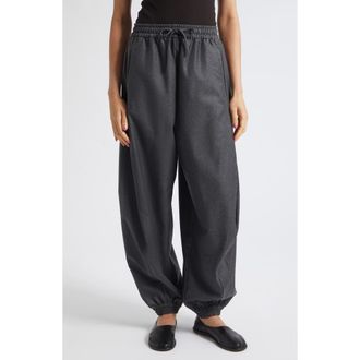 R&oacute;he Virgin Wool Balloon Track Joggers in Dark Grey Melange at Nordstrom, Size 42