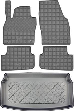 OEM Audi A1 Gb Sportback Hatchback (5 Puertas) Desde 07.2018 Set - Alfombrillas De Goma Para Coche + Alfombrilla Para Maletero