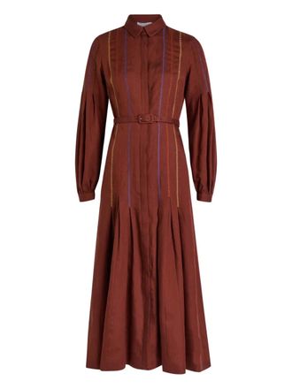 Gabriela Hearst Aleka belted midi shirt dress - Red