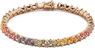 Suzanne Kalan 18kt yellow gold Princess Stack mini sapphire tennis bracelet - women - 18kt Gold - One Size
