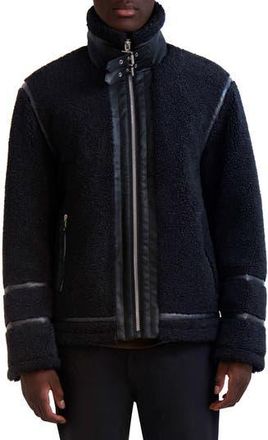 Karl Lagerfeld Faux Shearling Aviator Jacket in Black at Nordstrom Rack, Size Xx-Large