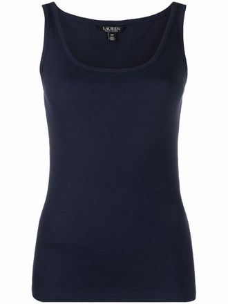 Lauren Ralph Lauren scoop-neck sleeveless top - women - Elastane/Cotton - M - Blue