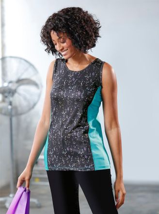 Catamaran Trainingsshirt CATAMARAN Funktions-Shirt, Damen, Gr. 48/50, schwarz (schwarz, bedruckt), 90% Polyester, 10% Elasthan, gemustert, mehrfarbig, meliert, 