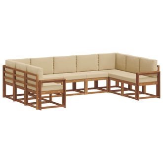 vidaXL Conjunto De Sof&aacute;s De Exterior Con Coj&iacute;n 9 Pcs Natural Y Beige Vidaxl