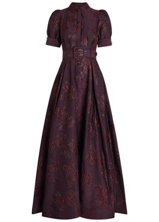 Rebecca Vallance Afina Floral-brocade Cloqué Gown - Purple - 16 (UK16 / XL)