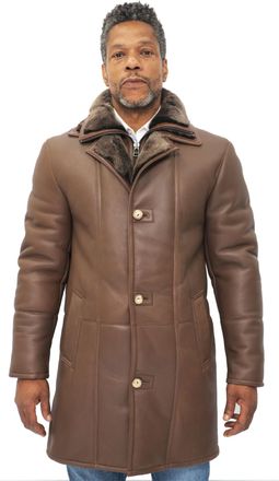 Infinity Leather Mens Warm Shearling Sheepskin Leather Coat-Ilford