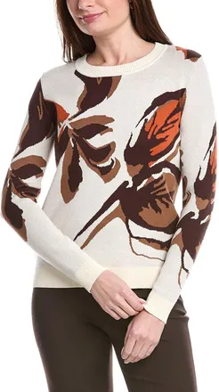 T Tahari Painterly Floral Jacquard Sweater
