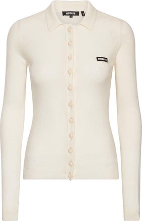 Rotate Knitted Logo Patch Wool-Cashmere Polo Shirt