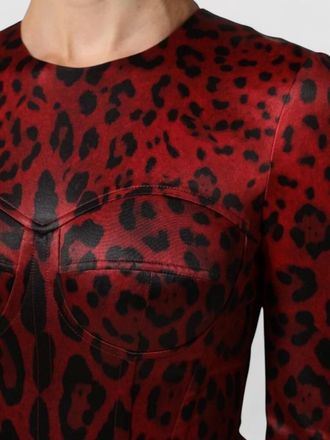 Dolce & Gabbana leopard-print long-sleeve midi dress