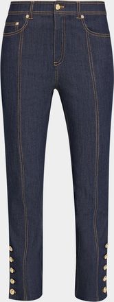 Cinq &agrave; Sept Maggie Button-Embellished Bootcut Jeans