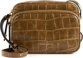 Coccinelle Lea Croco Maxi Crossbody Bag Moss Green