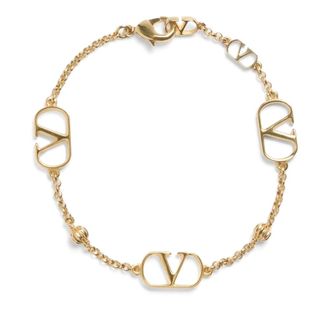 Valentino Garavani Accessoires, Dames, Geel, S, Gouden Bijoux Ketting met VLogo Detail