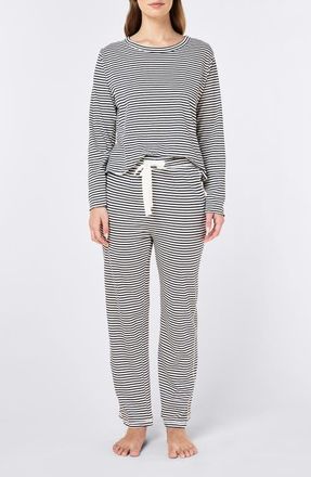 Papinelle Sleepwear Jada Stripe Organic Cotton Pajamas in Navy /White Stripe at Nordstrom, Size Xx-Large