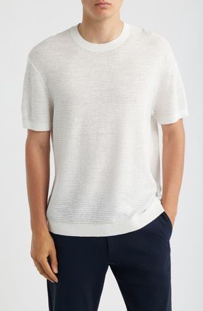 Theory Kolben Pacific Short Sleeve Textured Knit Sweater in Winter Ivory at Nordstrom, Size Xx-Large