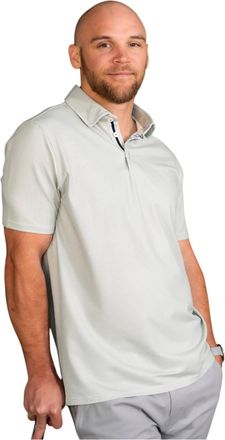 Stone Rose Printed Birdseye Short Sleeve Techno Stretch Polo In Olive