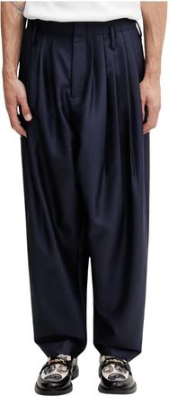 Kenzo Pleated Pants - Heren - Wijde Broeken - Blauw - W42 - Wol - Broeken