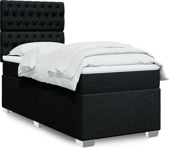 vidaXL Vidaxl - Cama Box Spring Con Colch&oacute;n Tela Negro 90x190 Cm