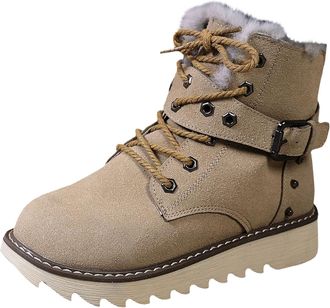 Generic Winter Waterproof Boots for Women Thickened Warm Cotton Boot Size 5 Boots Khaki