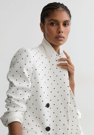 Reiss White & navy Polka-dot Double-breasted Suit Blazer, 12