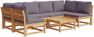 vidaXL Juego De Muebles Jard&iacute;n 7 Pzas Con Cojines Madera Maciza Acacia Vidaxl