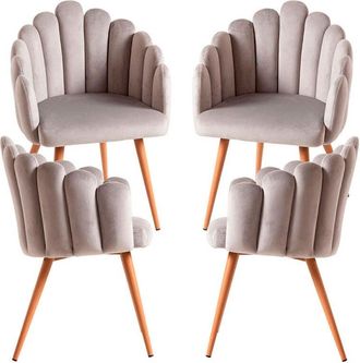 Regalos Miguel Regalos Miguel - Packs Sillas Comedor - Pack 4 Sillones Main Terciopelo - Gris claro