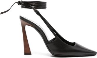 Saint Laurent 105mm ankle-strap leather pumps - women - Calf Leather/Calf Leather/Calf Leather - 36.5 - Black